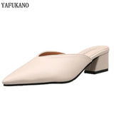 New Summer Slippers Slip On 5 CM Square heel Shoes High heels Women Pumps Slides