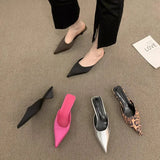 Breakj Drag Slippers Low And Back Half-Drag 2025 Summer New Baotou Cat With Casual Leopard-Print Cold