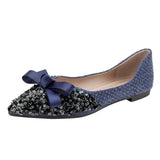 Women Pointed Toe Walking Shoes New All-match Bow-knot Ladies Loafers Casual Slip on Flat Walking Shoes Chaussure Femme Size