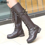 Shoes New Steampunk Gothic Vintage Style Retro Punk Buckle Military Combat Winter Boots Fashion Women Shoes Leather