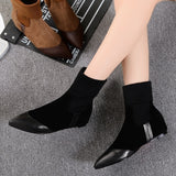 Shoes for Women Suede Female Ankle Boots Pointed Toe Footwear Flat Black Booties Designer Luxury with Free Shipping Pu