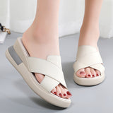 Breakj Drag Large-Size Slope And Cool Slippers Women's New Summer Wear Thick Bottoms And Leisure Soft-Soled Beach Mom