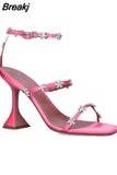Flower Women's Sandals Narrow Band High-heeled Sandals For Ladies Luxury Brand Woman Shoe Runway Summer Women