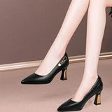 Women Cool Black & White Patent Leather Spring & Summer Slip on Stiletto Heels Lady Fashion Brand Elegant Comfort Pumps