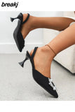 Women Pumps Luxury Crystal Slingback High Heels Summer Bride Shoes Comfortable Triangle Heeled Party Wedding Women