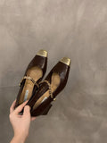 Thick-Heeled Square Head Mary Jane Single Women's Shoes 2024 New Spring And Autumn Fragrant Style Evening