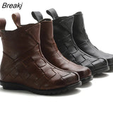 Women Genuine Leather Ankle Boots Flats Ladies Zip Plush Warm Winter Shoes Female Fashion Soft Sewing Retro Short