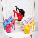 Slippers Women Shoes Summer PU Patent Leather Slipper Women High Heels 20CM Platform Sexy Slippers Nightclub Party