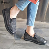 Women Flats Crystal Ladies Glitter Bling Loafers Flat Platform Fashion Woman Spring Casual Moccasins Female Shoes