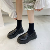 Leather Shoes Women's English Style Shoes 2024 New Summer Retro Flat-Soled Love Shoes Black One-Footed Women's