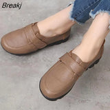 Spring Ladies Genuine Leather Handmade Shoes Women Hook &Loop Flat Shoes Women 2023 Autumn Soft Loafers