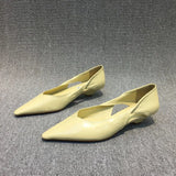 Station Women's Shoes 2024 Spring New European PU Thin Heels Shallow Mouth Pointy Hollowed-Out Cats And Casual Single