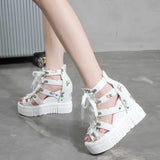 white platform sandals Wedges Women's Shoes Summer Shoes Women Sandals Platform Shoe laces High Heels Casual Shoes