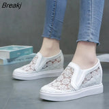 Women Shoes 2023 Spring Summer Wedges Shoes for Women Black White Breathable Lace Flower Sneakers Women Loafers