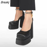 Fashion Women Pumps Retro Mary Janes Chunky Heels Sandals Spring Platform Dress Party Wedding Basic Shoes Woman Big