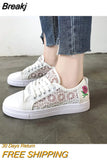 Sneakers 2023 New Women'S Mesh Breathable Casual Shoes Woman White Lace Rose Fashion Comfortable Sports Shoes for