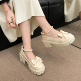 Shoes Women Japanese Style Mary Jane Shoes Women Vintage Shallow High Heels Chunky Platform Shoes Cosplay Female