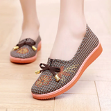 Women Fashion Light Weight Bow Tie Floral Pattern Comfort Loafers Ladies Classic Black Sweet Ballet Dance Shoes Zapatos