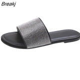 Slippers Women Summer Sandals Fashion Bling Female Candy Color Flip Flops Beach Diamond Flat Shoes Outdoor