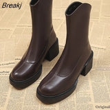Women's Chelsea Boots Fashion Zipper Short Boots of Women Platform Boots Commute High Heel Shoes Autumn Winter Boots