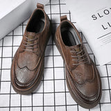 Men Brogue dress Shoes outdoor British Style Lace Up Leather Shoes Fashion Casual Business Man shoes Footwear Chaussure