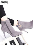 Mujer Invierno 2023 Autumn Stiletto Thin High Heels Woman Pointed Toe Pu Leather Zipper Sexy Ankle Womens Boots