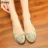 Chinese Style Flat Shoes Women Embroidered Flower Flats Flax Comfort Slip On Loafers Ladies Light Moccasins