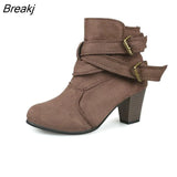 Ankle Boots Women Thick High Heels Winter Shoes Woman Booties Botines Feminina Plus Size Botas Mujer