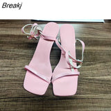 New Summer Sexy Luxury Sandals Women Designers Square Toe Stilettos Outdoor Beach Party Shoes Woman Opened Toe