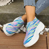 Chunky Platform Sneakers for Women 2023 Spring Autumn Slip On Casual Shoes Woman Thick Bottom Knitted Sneakers Plus