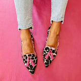 Size40-43 Women Shoes 2024 New Flat Shoes Low Heel Pointed Cow Pattern Tassel Casual Single Shoes Platform