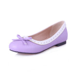 Size 34~51 Ballet Flats Women Autumn Spring 2023 Mixed Colours Patchwork Casual Loafers Bow PU Leather Slip on Basic