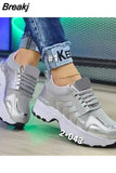New Thick Soled Women's Sports Shoes Fashion Casual Comfortable Lace-up Thick Soled Shoes Female Increase Vulcanized