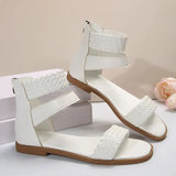 Braid Flat Heels Gladiator Sandals Women Summer Open Toe Non Slip Beach Sandles Woman Comfort Back Zipper Rome