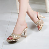 Women Sandals Rhinestone Women Shoes Sexy High Heels Shoe Ladies Sandalias Gold Silver Women Slippers Heeled Sandals