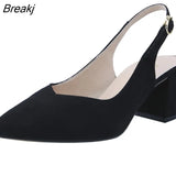 Women Pumps Ankle Strap Square Thick Heels Sexy Pointed Toes High Heels Party Dress Woman Wedding Shoes Plus