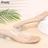 Summer Women Sandals Shoes Luxury Beach Ladies Clear Sandal Comfortable High Heels Woman Transparent Medium Heel