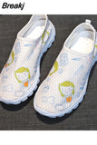 Flat Shoes Women Print Breathable Sneakers Slip-on Light Non-slip Flats Ladies Soft Bottom Loafer Casual Sports