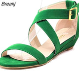 Women's Platform Wedge Sandals Simple Style Casual Pointed Toe High Heels Velvet Wedges Work Shoes 308-2