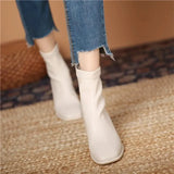 Color Short Boots for Women's New Autumn Winter Mid Barrel Back Zipper Coarse Heel Square Head Fashion Boots for