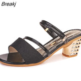 Sandals Shoes 2023 New Summer Style Wedges Pump High Heels Slip on Bling Gold Silver Slippers Fashion Gladiator