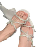 Breakj Heels Women's New 2023 New French With Bow Slippers Wear Diamond Open-Toe