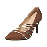 Women Sexy Stiletto Shoes Satin 2023 Spring Summer PU Leather Pumps Colours Block Strappy Size 34~48 Elagant Lady High
