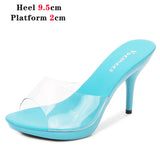 For Women 2023 Summer New Fashion Design Transparent Thin Heel Party Shoes 9.5cm High Heels Ladies Open Toe