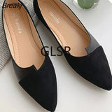 Leather Shoes Splice Color Shoe Ballerina Slip On Shoes Women Flats 2023 Fashion Pointed Toe Ballet Footwear buty