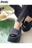 New 2023 Fashion Square Toe Luxury Satin Sandals Feminine Platform Slippers Designer Party Ladies Slippers Flip