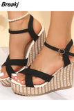 Women Sandals Heels Summer Sandals with Wedge Elegant Heeled Shoes for Women Platform Sandalias Mujer Lightweight Wedges
