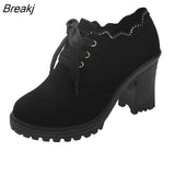 Women Ankle Boots Autumn Winter Buckle Zip Lace Up Short Boots Ladies Fashion Platform Shoes Female Chunky High