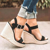 Ladies Shoes Platform Sandals Women Comfortable Wedges High Heels Pumps Sandalia Espadrilles Female Summer Plus Size