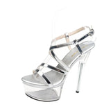 New Sexy Women Shoes High Heels 15cm Summer Woman Transparent Crystal Platform Sandals Plus Size Thin Heels Wedding